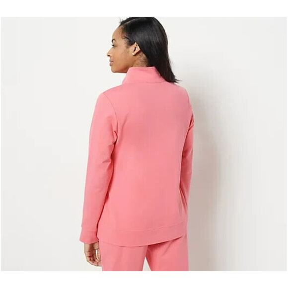 STUDIO PARK X LEAH WILLIAMS NEW $52 1/4 Zip French Terry Sweatshirt Navy Medium - Picture 2 of 2